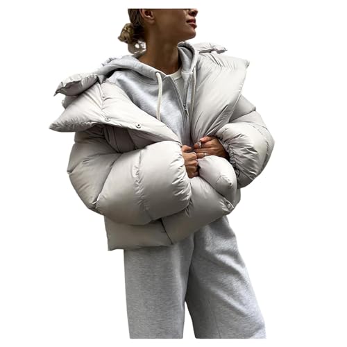 YonYeHong Frauen Gepolsterte Mantel mit Kapuzenpuffer Jacke mit Heftigen Wintermännungen Lose Flauschige von YonYeHong