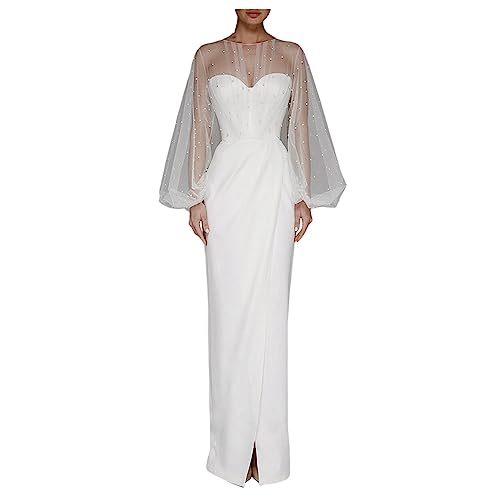 YonYeHong Frauen Hochzeitskleid Spitze Mesh Wrap Hip Kleid Brautkleider Slim Brautjungfer Abendkleid von YonYeHong