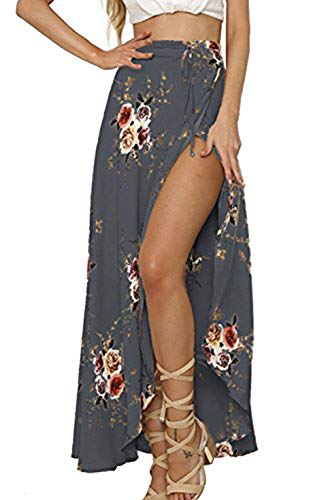 Yonala Maxi-Rock für Damen, Boho-Stil, Blumenmuster, zum Binden, Taille - - Groß von Yonala