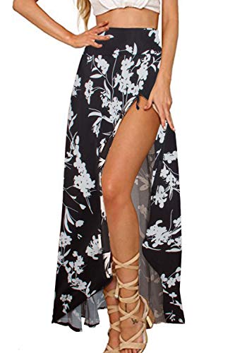 Yonala Maxi-Rock für Damen, Boho-Stil, Blumenmuster, zum Binden, Taille - - Groß von Yonala