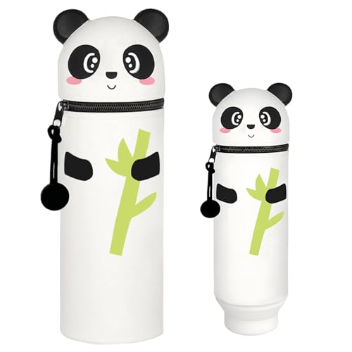 YongSral Federmäppchen, Mäppchen, 2-in-1 Weichem Silikon Federtasche, Weiche Silikontasche, Stand Up Federmäppchen, Stifte Mäppchen, Stifthalter Bleistifttasche Mädchen Junge (Panda) von YongSral
