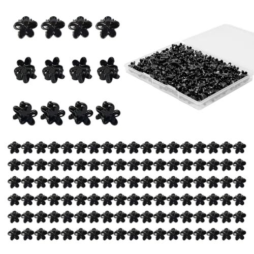 Mini-Blumen-Haarspange, bunte Mini-Haarklammern, kleine Haarspangen, Baby-Haarspangen, Kleinkind-Haarspangen für Frauen und Mädchen, Pony, starker Halt, kleine Blumen-Haarspangen (100 Stück, schwarz) von Yongdeli