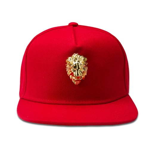 2025 New Lion Head Hip Hop Flat Brimmed Hat Herren Baseball Hat mit Gold Lion Badge Metal Badge Street Rap Herren, rot, 59 2025 New Lion Head Hip Hop Flat Brimmed Hat Herren Baseball Hat mit Gold Lion Badge Metal Badge Street Rap Herren, rot, 59 von Yonghao Pavilion