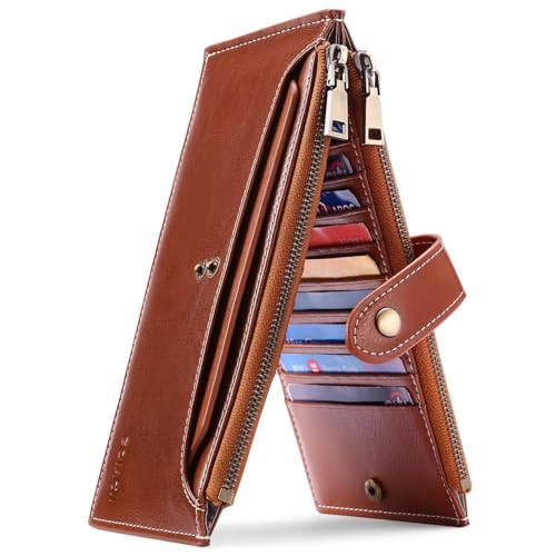 Yongheng Karten Wallet Herren,13 Fächer,Portemonnaie Groß mit Münzfach, Herren geldbörse mit RFID Schutz, Lederbörse im Hochformat,Herrenbörse mit RFID-Schutz,Brieftasche Wallet Portmonee (Braun) von Yongheng