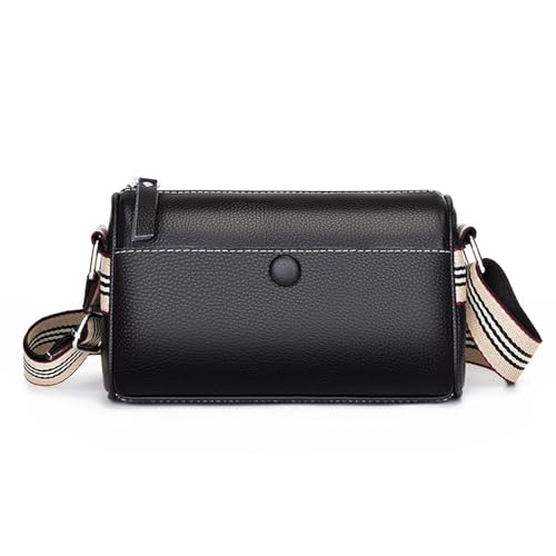 Yongheng Umhängetasche damen, Crossbag damen en leder mit verstellbarem breitem Schultergurt, Multifunktions Großer Kapazität Tasche mit 3 Fächern(Schwarz) von Yongheng