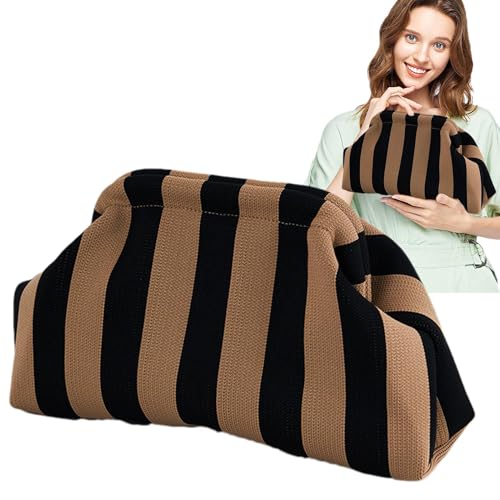 Yongmcxhhj 31x17 X13 Cm Häkeln Handtaschen Lässige Tasche Mit Vertikalen Streifen Kompakt In Der Größe Und Aus Weichem Stoff Gefertigt Für Abendessen Hochzeiten Urlaubsreisen von Yongmcxhhj