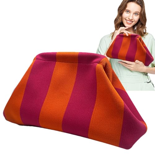 Yongmcxhhj 31x17 X13 Cm Häkeln Handtaschen Lässige Tasche Mit Vertikalen Streifen Kompakt In Der Größe Und Aus Weichem Stoff Gefertigt Für Abendessen Hochzeiten Urlaubsreisen von Yongmcxhhj