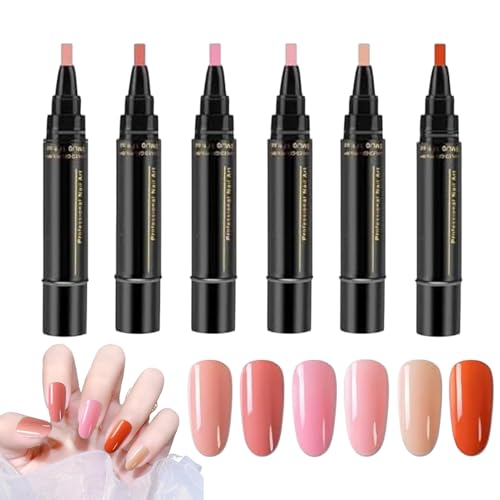 Yongmcxhhj 6 Farben 5 Ml Nagellackstifte Für Nägel Ohne Uv Nagellack Stifte 3 In 1 Gel Nail Arts Pen Schnelltrocknend Nageldesign Keine UV Zeitsparend Und Einfach Für Frauen Mädchen von Yongmcxhhj