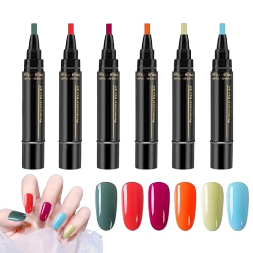 Yongmcxhhj 6 Farben 5 Ml Nagellackstifte Für Nägel Ohne Uv Nagellack Stifte 3 In 1 Gel Nail Arts Pen Schnelltrocknend Nageldesign Keine UV Zeitsparend Und Einfach Für Frauen Mädchen von Yongmcxhhj