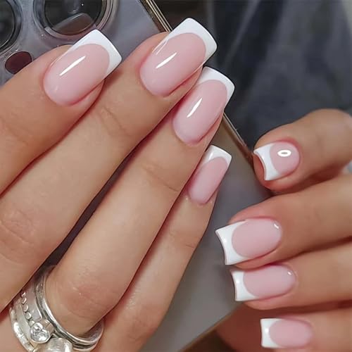 French Nails Kunstnägel, elegantes französisches Design, für Damen und Mädchen, Weiß, 24 Stück French Nails Kunstnägel, elegantes französisches Design, für Damen und Mädchen, Weiß, 24 Stück von Yongst
