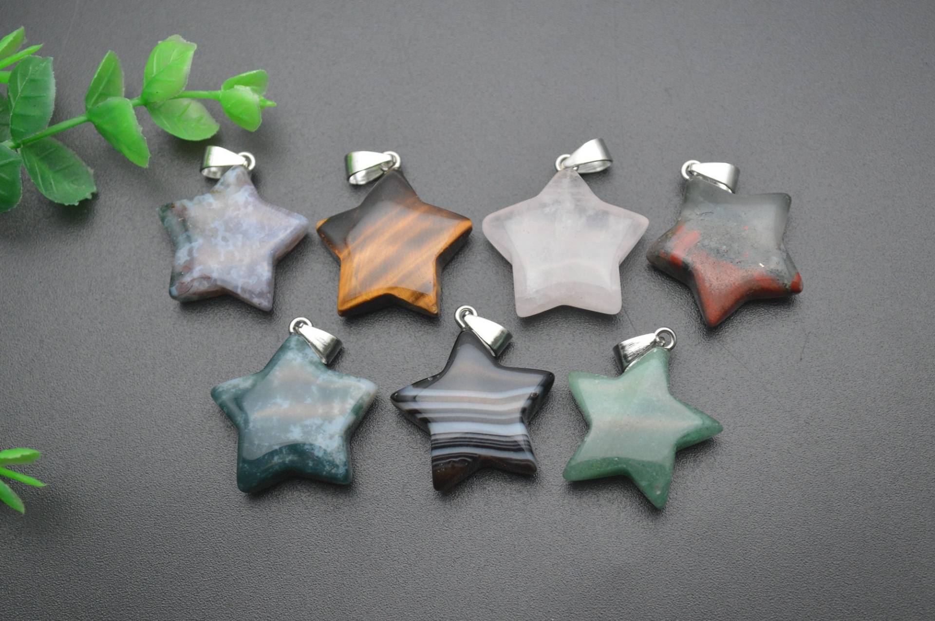 1 Stück Natursteine Edelstein Stern Halskette Anhänger Tigerauge Grün Aventurin Blutstein Moos Achat Rosenquarz 1 Stück Natursteine Edelstein Stern Halskette Anhänger Tigerauge Grün Aventurin Blutstein Moos Achat Rosenquarz von YongyangBeads