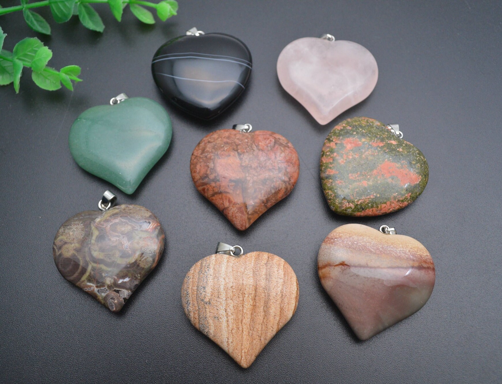 40 Mm Große Natürliche Edelstein Herz Anhänger Rosenquarz Unakit Aventurin Schwarz Achat Jaspis Steine 40 Mm Große Natürliche Edelstein Herz Anhänger Rosenquarz Unakit Aventurin Schwarz Achat Jaspis Steine von YongyangBeads