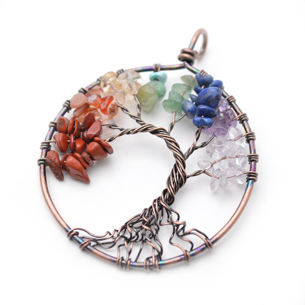 Antik Kupfer Draht Gewickelt Life Tree 7 Arten Natürliche Stein Chips Perlen Chakra-Anhänger Antik Kupfer Draht Gewickelt Life Tree 7 Arten Natürliche Stein Chips Perlen Chakra-Anhänger von YongyangBeads