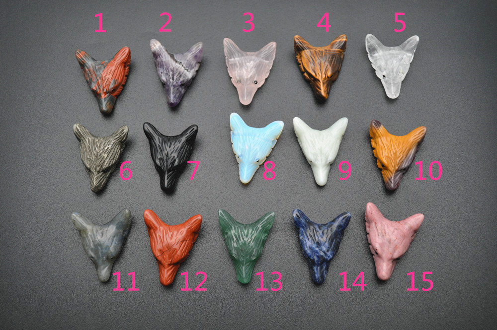 Natürliche Kristallstein Wolf Anhänger Edelstein Geschnitzten Stein Tierkopf Halskette Schmuck Machen Lieferungen Natürliche Kristallstein Wolf Anhänger Edelstein Geschnitzten Stein Tierkopf Halskette Schmuck Machen Lieferungen von YongyangBeads