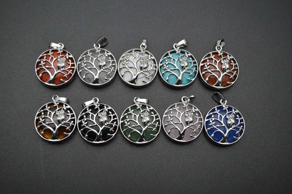Verschiedene Stein Cabochons Metall Baum Und Eule Runde Form Anhänger Verschiedene Stein Cabochons Metall Baum Und Eule Runde Form Anhänger von YongyangBeads