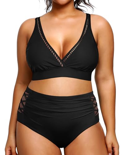 Yonique Damen Bikini, Schwarz 02, 22 Plus von Yonique