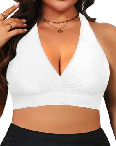 Yonique Damen-Bikinioberteil, Übergröße, Neckholder, Badeanzug, Oberteil, große Brust, Badeoberteil, V-Ausschnitt, Badeanzug, Weiss/opulenter Garten, 18 Plus Yonique Damen-Bikinioberteil, Übergröße, Neckholder, Badeanzug, Oberteil, große Brust, Badeoberteil, V-Ausschnitt, Badeanzug, Weiss/opulenter Garten, 18 Plus von Yonique