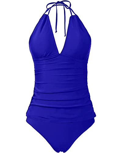 Yonique Damen Push-Up Zweiteiliger Badeanzug, Blickdicht, Königsblau, XL von Yonique