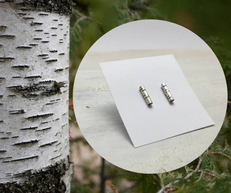 Ohrstecker Aus Birke, Ohrringe Inspiriert Von Birkenrinde. Sterling Silber Ohrstecker Aus Birke, Ohrringe Inspiriert Von Birkenrinde. Sterling Silber von YonomoriJoaillerie