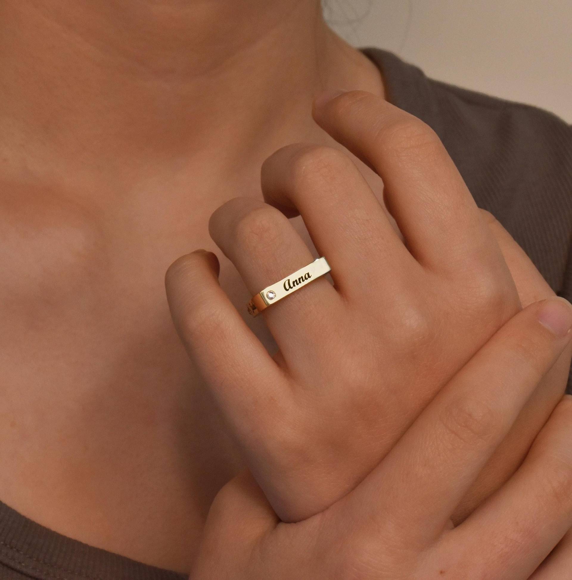 Platz Band Ring, Benutzerdefinierte Name Ring, Birthstone Namen Ring, Siegelring, Benutzerdefinierte Siegelring, Namensring, Familienring, Geschenk von Yontjewelry