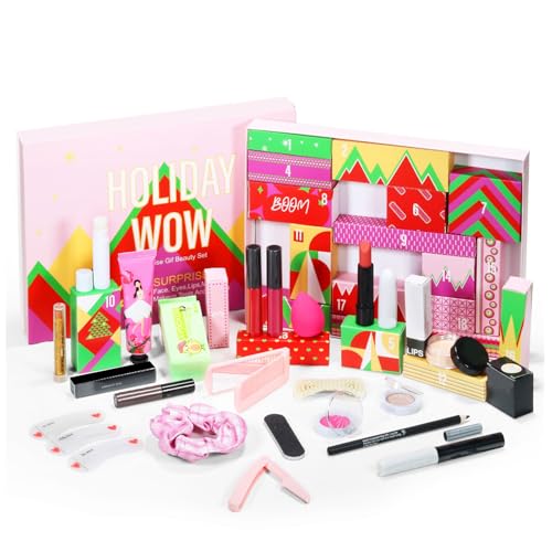 Beauty Adventskalender 2024 Weihnachts Adventskalender 2024, 20 Teiliges Kosmetik Make Up Set Mit Lippenstift Lipgloss Lidschatten Weihnachts Countdown Kalender Make Up Set Für Unterwegs von Yonuaret