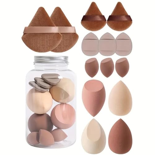Makeup Puderquaste 14 Stück Make Up Schwamme Puderquaste Schwamm Kissen Applikator Mit Aufbewahrungsbox Make Up Schwamm Set Mit 7 Puderquasten Und 7 Schwämmen, Für Foundation Kissen Gesichtscreme von Yonuaret