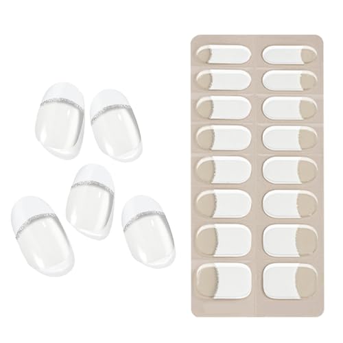 Yonuaret Gel Streifen Nägel Halbgehärtet,French Design Gel Sticker Nägel - Schonende Fingernagel Sticker für Frauen | Tägliche Anwendung Zuhause Berufstätige Anfänger von Yonuaret