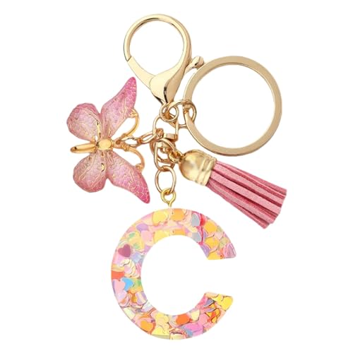 Yonuaret Schlüsselanhänger Mädchen Schlüsselanhänger Mit Anfangsbuchstaben Rosa Schlüsselanhänger Schmetterling Schlüsselanhänger Buchstabe Geschenk Partner Freund Freundin von Yonuaret