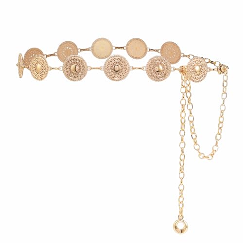 YooAi Chian-Gürtel für Damen, modisch, Boho-Stil, Metall-Taille, Körperkette, Kreis-Gliedergürtel, Goldene Scheibe, L:Fit Waist up to 45" YooAi Chian-Gürtel für Damen, modisch, Boho-Stil, Metall-Taille, Körperkette, Kreis-Gliedergürtel, Goldene Scheibe, L:Fit Waist up to 45" von YooAi