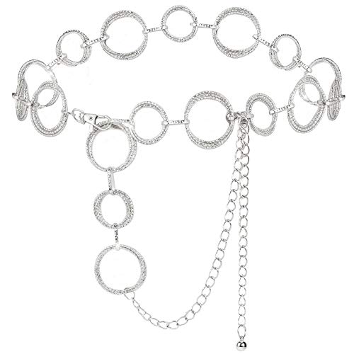 YooAi O-Ring Kettengürtel Taille Gürtel Glieder Für Frauen Metall Link Kette Geschenk Silber 120cm von YooAi