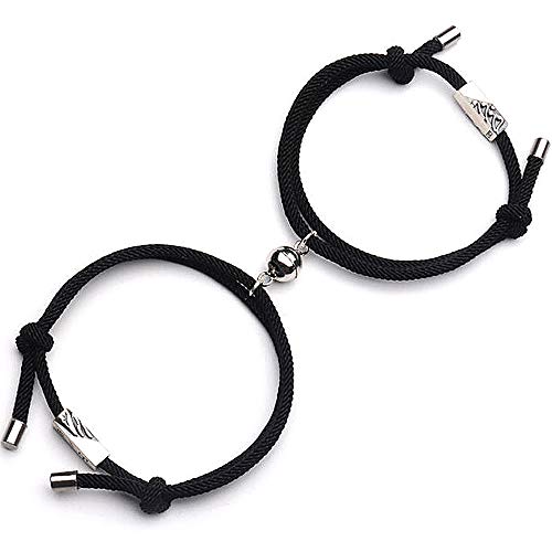 YooAi Paar Magnet Armbänder Set Gegenseitige Anziehung Geflochtene Seil Armband Paar Geschenk Schmuck Set für Frauen Männer Schwarz von YooAi