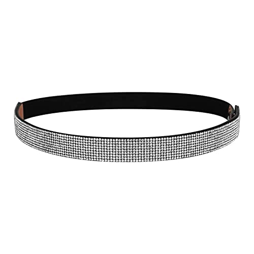 YooAi Silver Belts for Women Dress Rhinestone Skinny Elastic Waist Belt for Women Ladies Girls Black L von YooAi