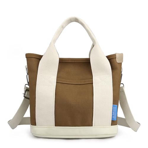 Yooamz Canvas Tasche Damen Canvas Handtasche Schultertasche Damen Umhängetasche Canvas Tote Bag für Alltag, Büro, Schulausflug und Einkauf (Braun) von Yooamz