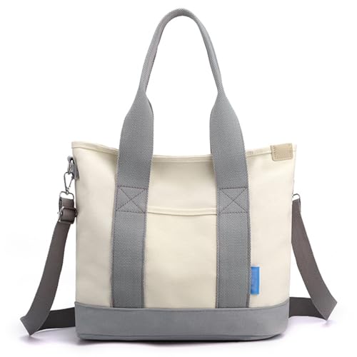 Yooamz Canvas Tasche Damen Canvas Handtasche Schultertasche Damen Umhängetasche Groß Canvas Tote Bag für Alltag, Büro, Schulausflug und Einkauf (Grau) von Yooamz