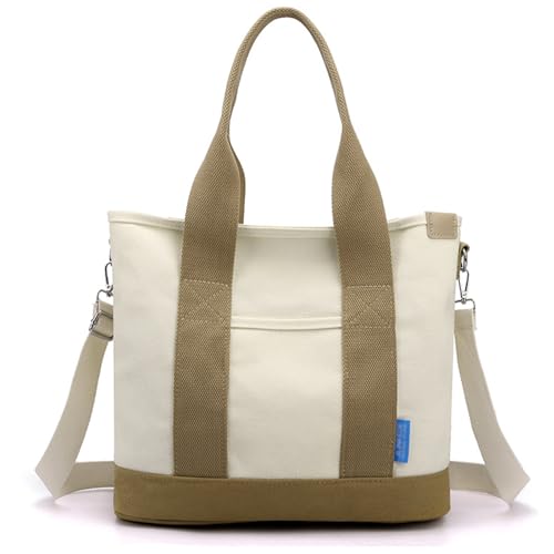 Yooamz Canvas Tasche Damen Canvas Handtasche Schultertasche Damen Umhängetasche Groß Canvas Tote Bag für Alltag, Büro, Schulausflug und Einkauf (Khaki) von Yooamz