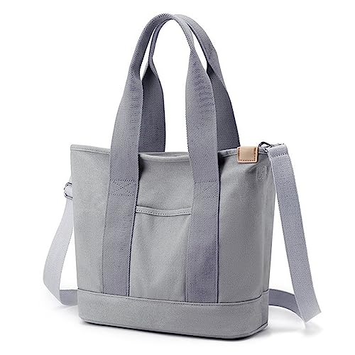 Yooamz Canvas Tasche Damen Umhängetasche Damen Schultertasche Mode Große Handtasche Lässige Tote Handtasche Damen Canvas Tote Bag für Alltag, Büro, Schulausflug (Grau) von Yooamz