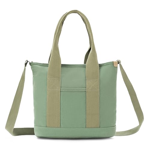 Yooamz Canvas Tasche Damen Umhängetasche Damen Schultertasche Mode Große Handtasche Lässige Tote Handtasche Damen Canvas Tote Bag für Alltag, Büro, Schulausflug (Grün) von Yooamz