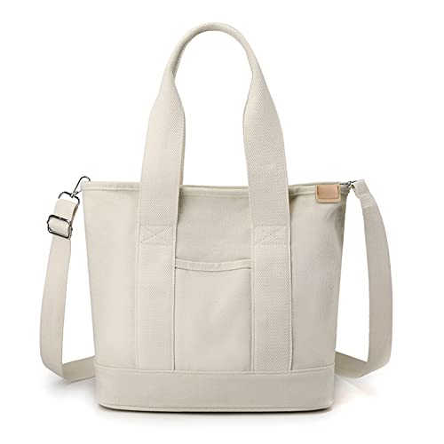 Yooamz Canvas Tasche Damen Umhängetasche Damen Schultertasche Mode Große Handtasche Lässige Tote Handtasche Damen Canvas Tote Bag für Alltag, Büro, Schulausflug (Weiß) von Yooamz