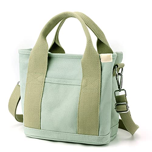 Yooamz Canvas Tasche Damen Umhängetasche Damen Schultertasche Mode Handtasche Lässige Tote Handtasche Damen Canvas Tote Bag für Alltag, Büro, Schulausflug und Einkauf (Grün) von Yooamz