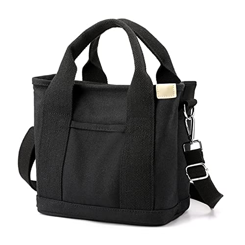 Yooamz Canvas Tasche Damen Umhängetasche Damen Schultertasche Mode Handtasche Lässige Tote Handtasche Damen Canvas Tote Bag für Alltag, Büro, Schulausflug und Einkauf (Schwarz) von Yooamz