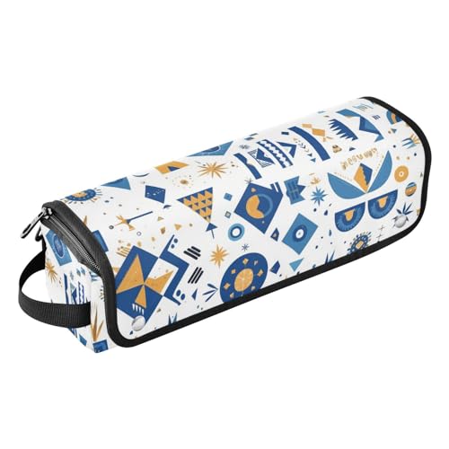 2-in-1-Haar-Werkzeug-Organizer und hitzebeständige Matte mit Reißverschluss, wasserdicht, Reise-Organizer für Glätteisen, Lockenstab, Haartrockner, marineblau, geometrische Formen, Boho-Stil, Reisen von Yoogain