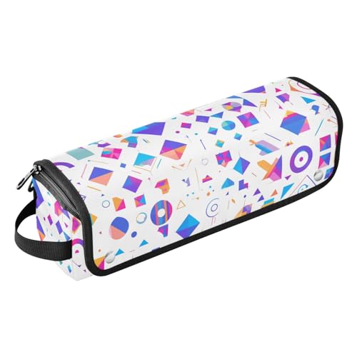 2-in-1 Lockenstab Reiseetui mit Eisenmatte, staubdicht, Reise-Glätteisen-Tasche für Glätteisen, Lockenstab und Haartrockner, geometrische Formen, Farbverlauf, tragbarer Organizer, Geometrische Formen von Yoogain