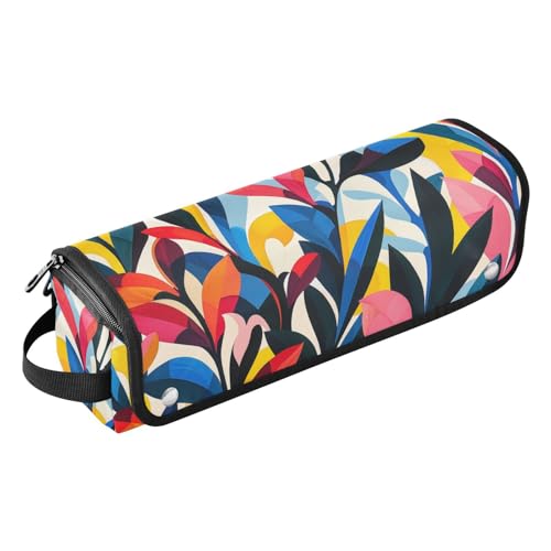 2-in-1 Lockenstab Reisetasche mit hitzebeständigem Pad, tragbare Reise-Tragetasche für Glätteisen, Lockenstab und Haartrockner, moderne Kunst, bunte Blätter, Reiseetui für Damen, Moderne Kunst, bunte von Yoogain