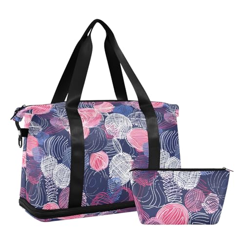 Abstrakte Wollkugel Reise Duffle Taschen tragen auf Schulter Wochenende Tragetasche Reise Tragetasche Turnbeutel mit verstellbarem Gurt für Reisen große Kapazität, abstrakte Wollkugel, 1 Größe, von Yoogain