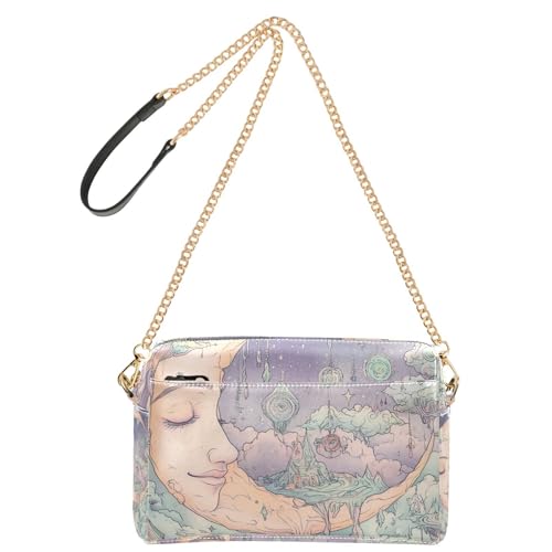 Aesthetic Boho Moon Dreamy Kleine Umhängetasche für Damen, veganes Leder, Umhängetasche, wasserdicht, Damen-Handtasche, Schultergurt Aesthetic Boho Moon Dreamy Kleine Umhängetasche für Damen, veganes Leder, Umhängetasche, wasserdicht, Damen-Handtasche, Schultergurt von Yoogain