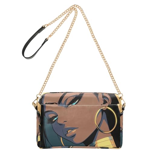 Afrikanische Frauen Coole kleine Umhängetasche für Frauen veganes Leder Damen Geldbörsen Reißverschluss Schulterhandtaschen von Yoogain