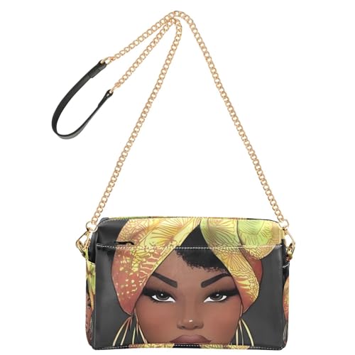 Beauty African Lady Crossbody Kleine Taschen für Frauen Veganes Leder Geldbörsen Crossbody Tasche Wasserdicht Frau Handtasche Schultergurt von Yoogain