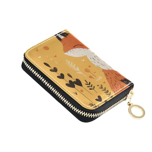 Believe in Yourself Fox Ledergeldbörse Kartenetui mit 9 Kartenfächern, RFID-blockierend, Kartenhalter für Herren, mit Reißverschluss von Yoogain