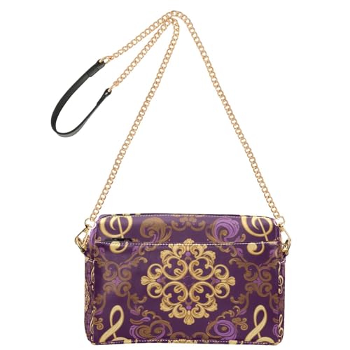 Boho Umhängetasche mit antikem Musikzeichen für Damen, veganes Leder, Umhängetasche, Reißverschluss, Schultertaschen von Yoogain