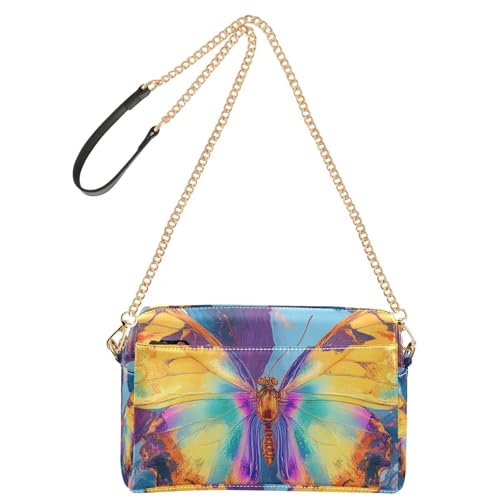Bunte psychedelische kleine Umhängetasche für Damen, veganes Leder, lässige Geldbörsen, wasserdicht, Schulterhandtaschen von Yoogain